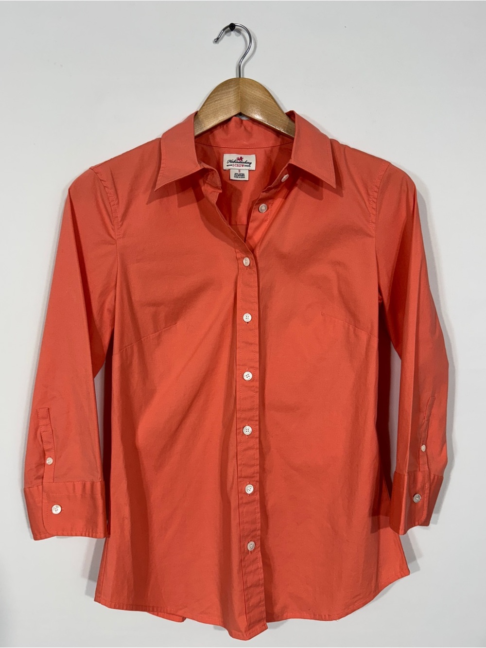 WSH57 {J. Crew} "Haberdashery" Melon Orange Button Down Long Sleeve Shirt Blouse
